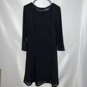 Jessica Howard Womens Size 12 Shadow-Stripe Fit & Flare Black Dress